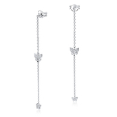 Gorgeous CZ with Butterfly Shaped Silver Earring STC-2161